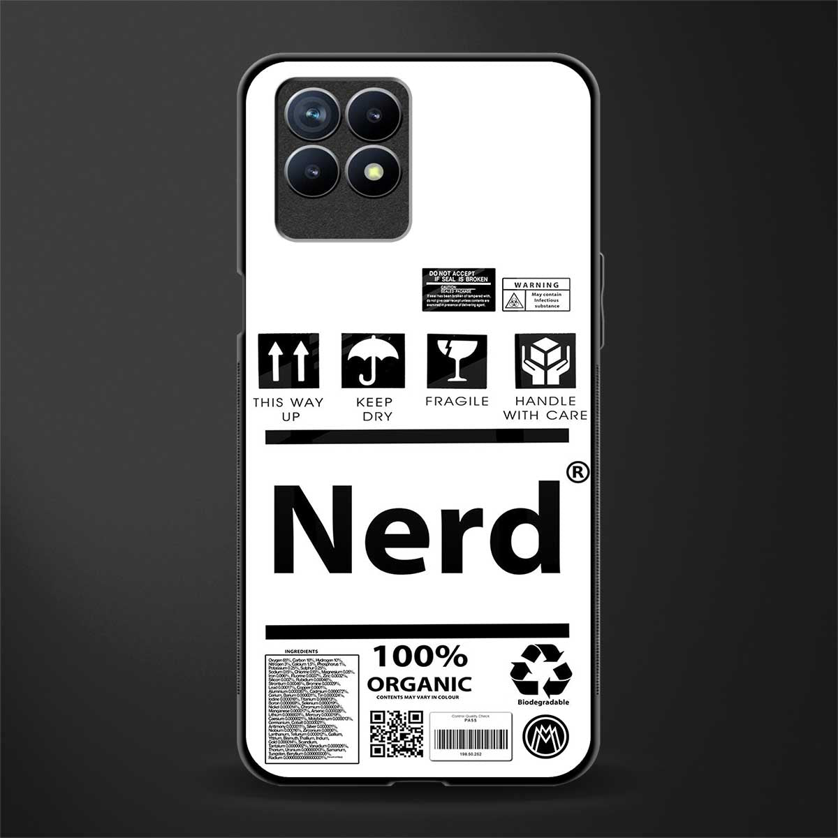 nerd white label glass case for realme narzo 50 image