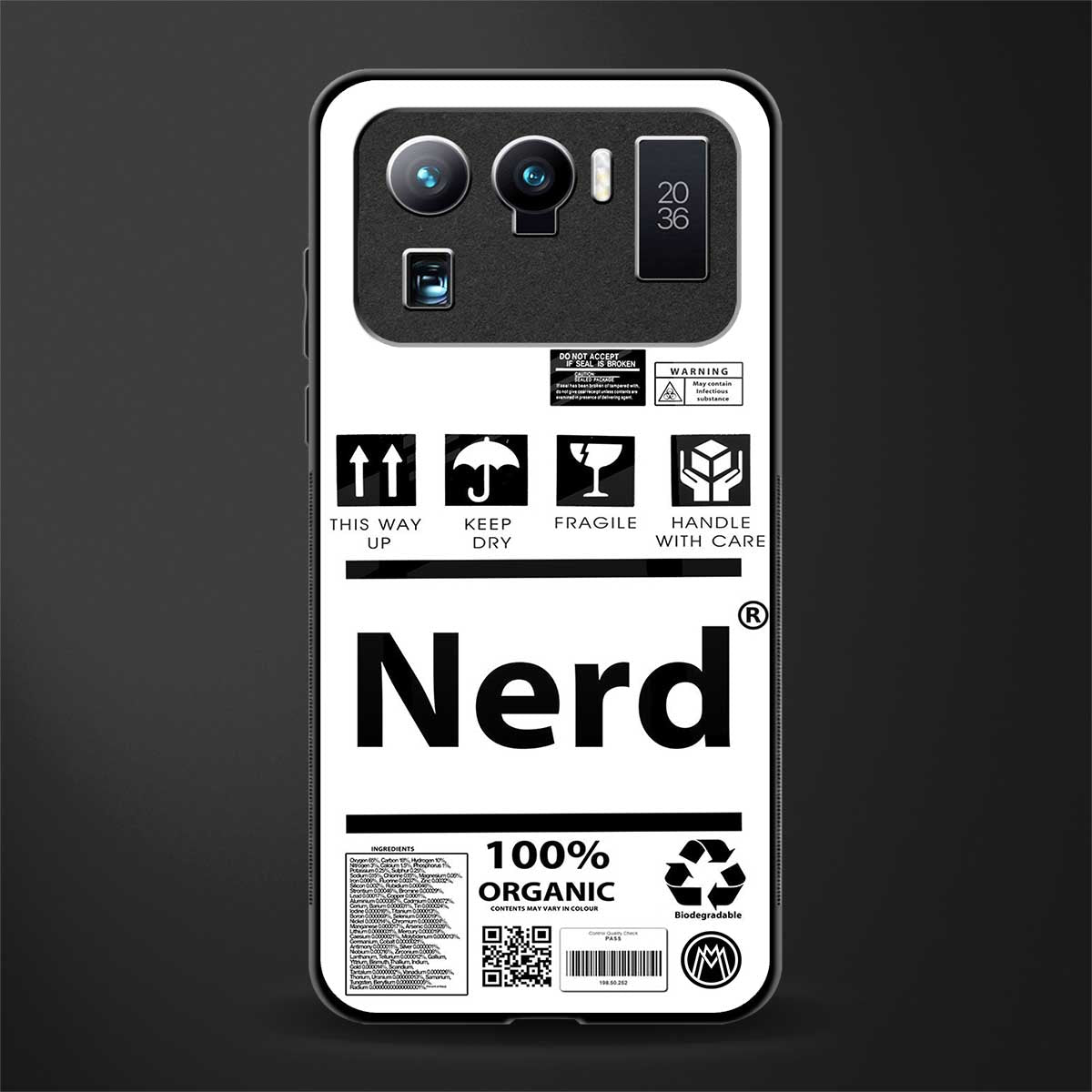 nerd white label glass case for mi 11 ultra 5g image