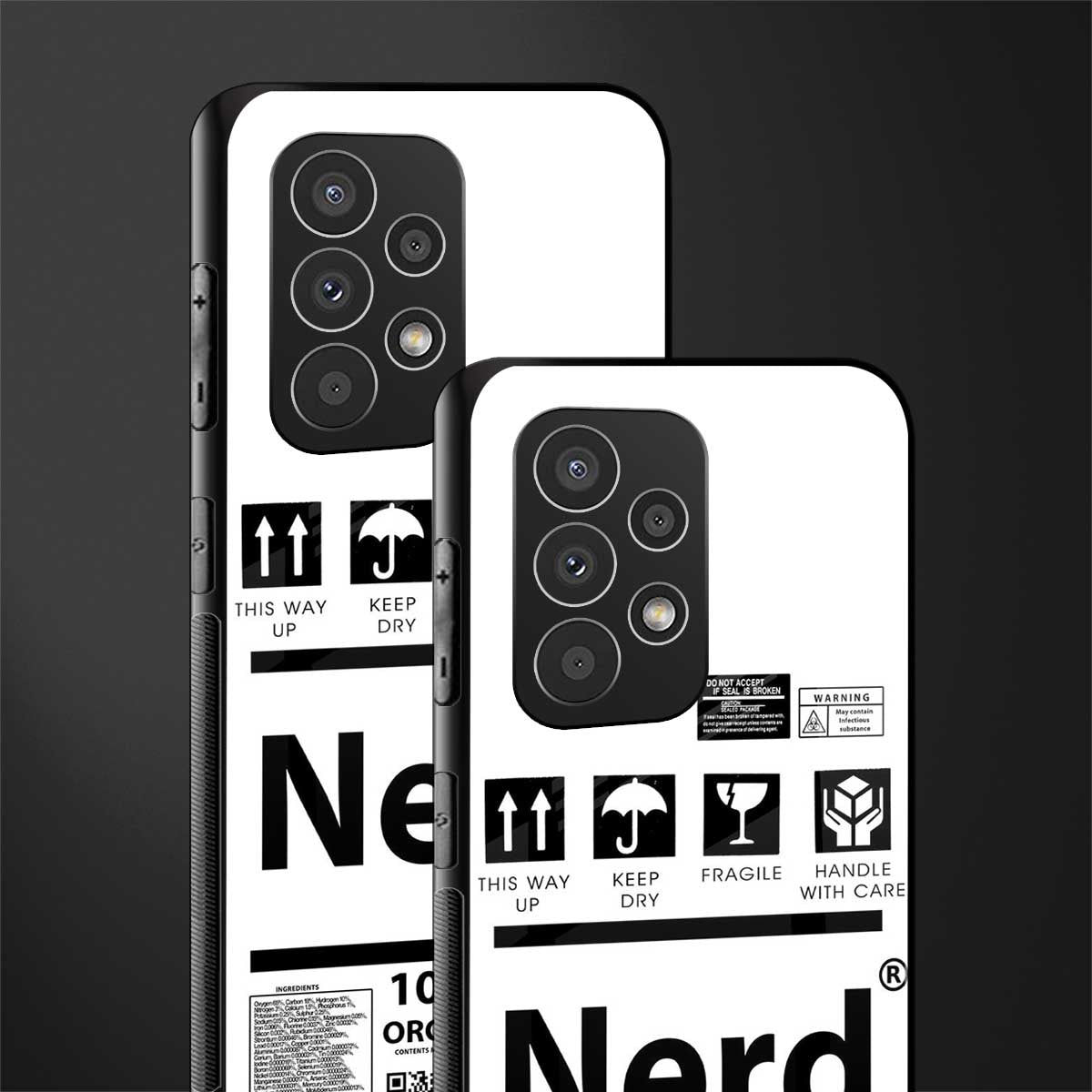 nerd white label back phone cover | glass case for samsung galaxy a23