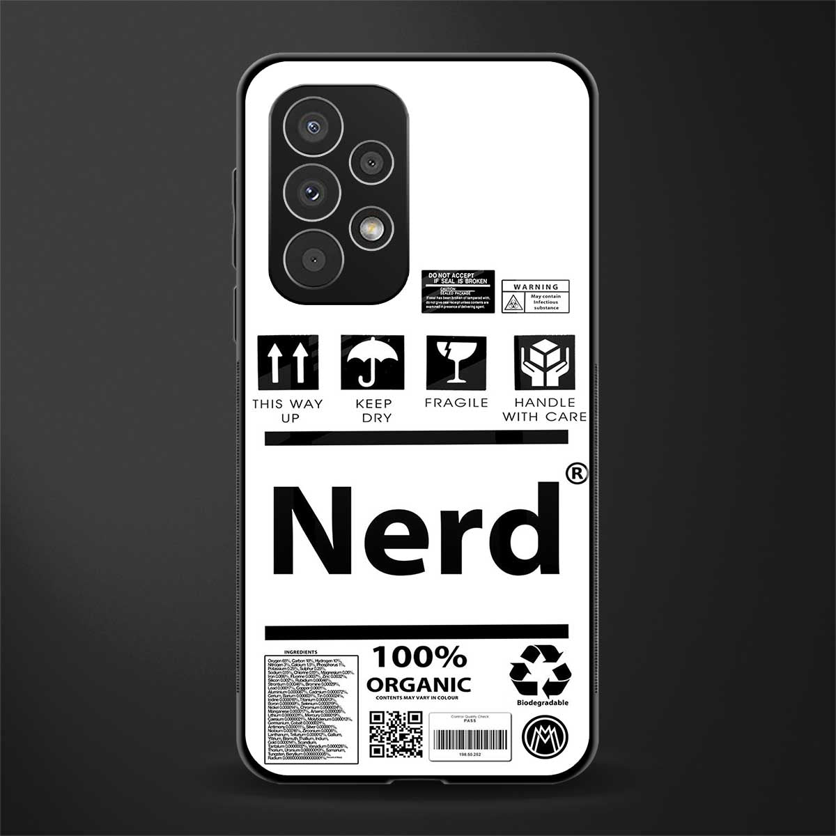 nerd white label back phone cover | glass case for samsung galaxy a23