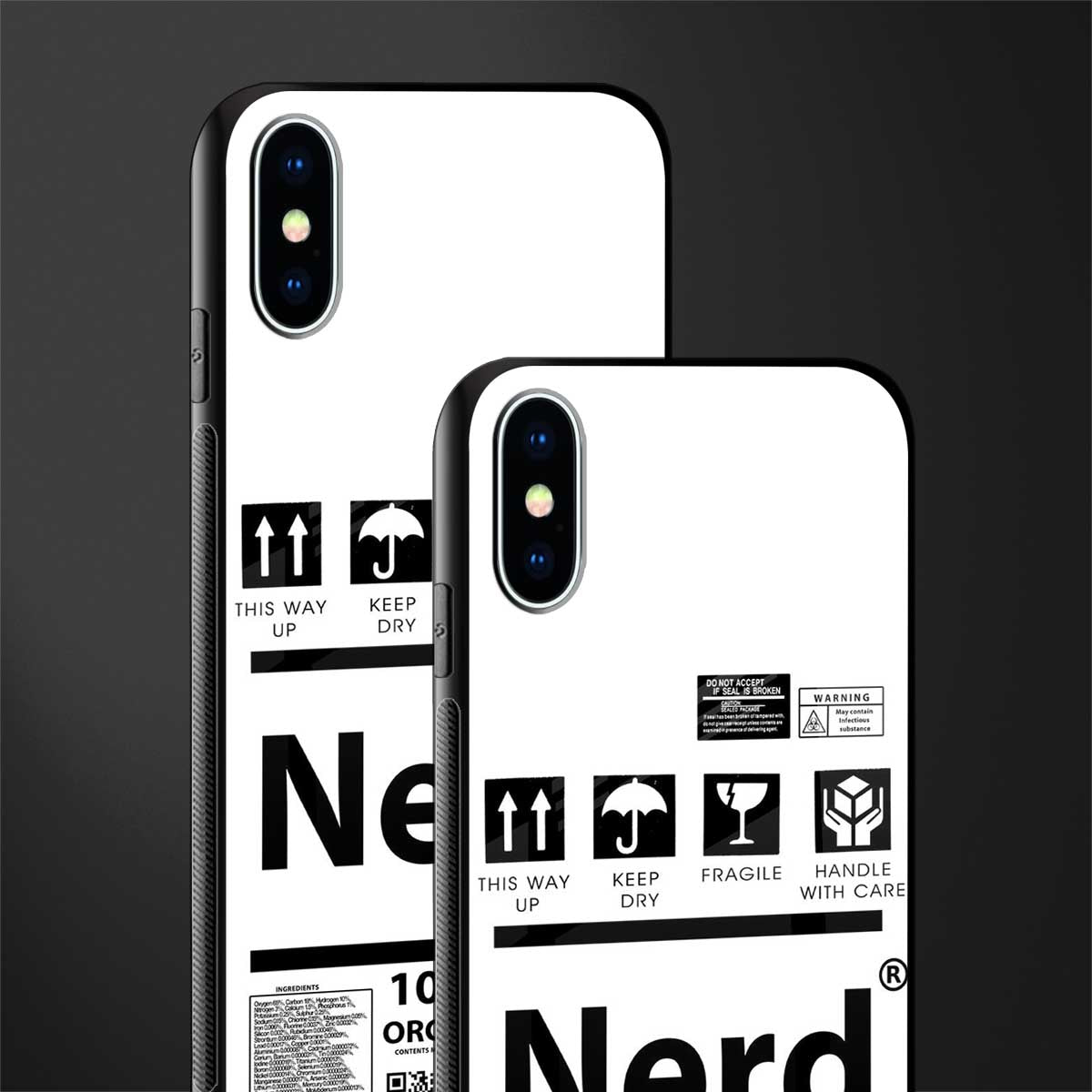 nerd white label glass case for iphone x image-2