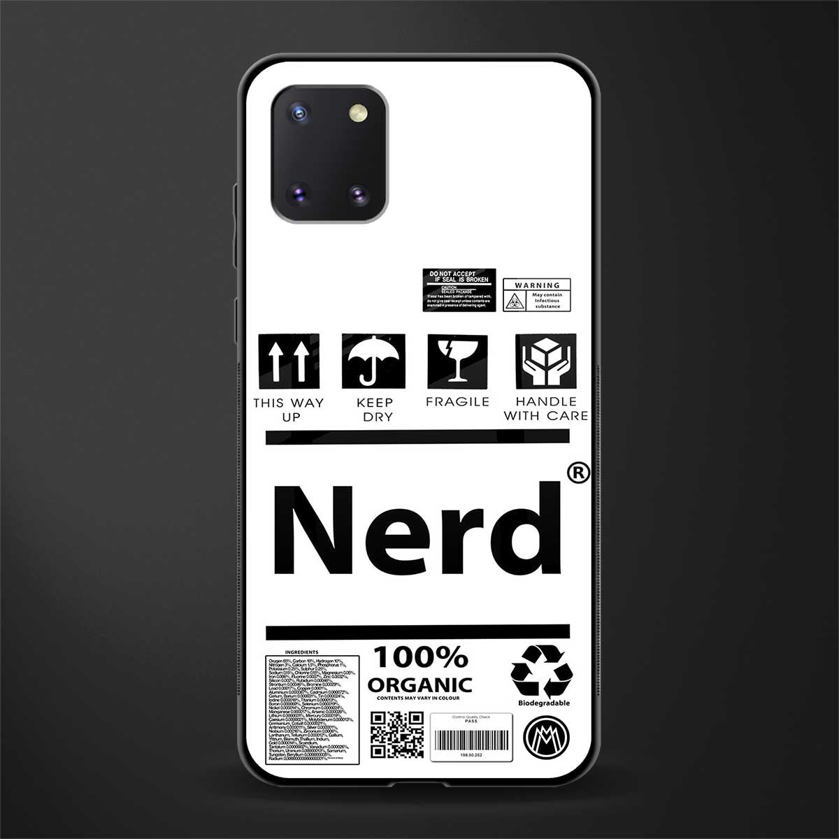 nerd white label glass case for samsung a81 image