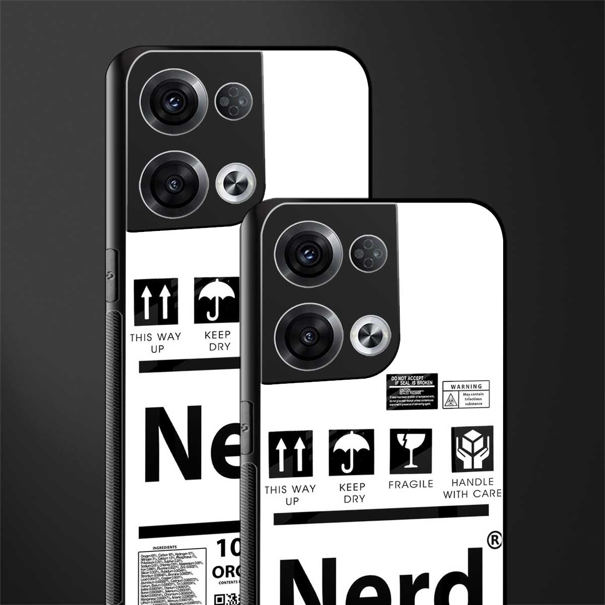 nerd white label back phone cover | glass case for oppo reno 8 pro