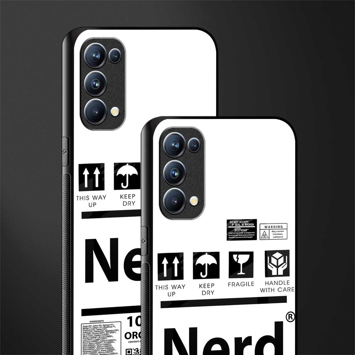 nerd white label back phone cover | glass case for oppo reno 5