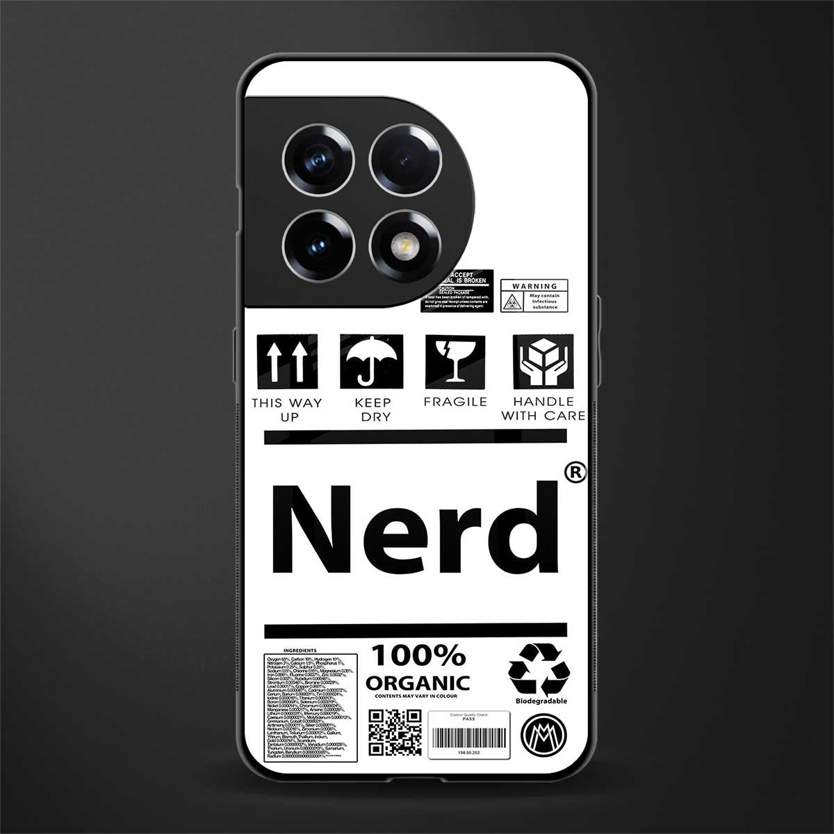 nerd white label back phone cover | glass case for oneplus 11r
