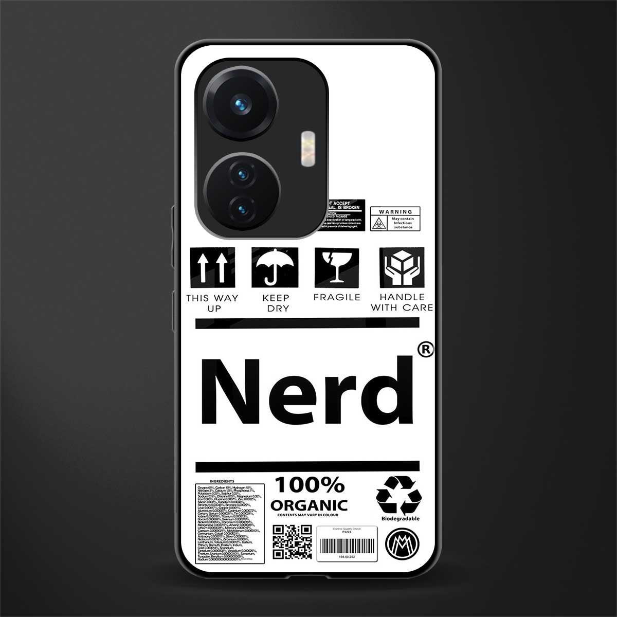 nerd white label back phone cover | glass case for vivo t1 44w 4g