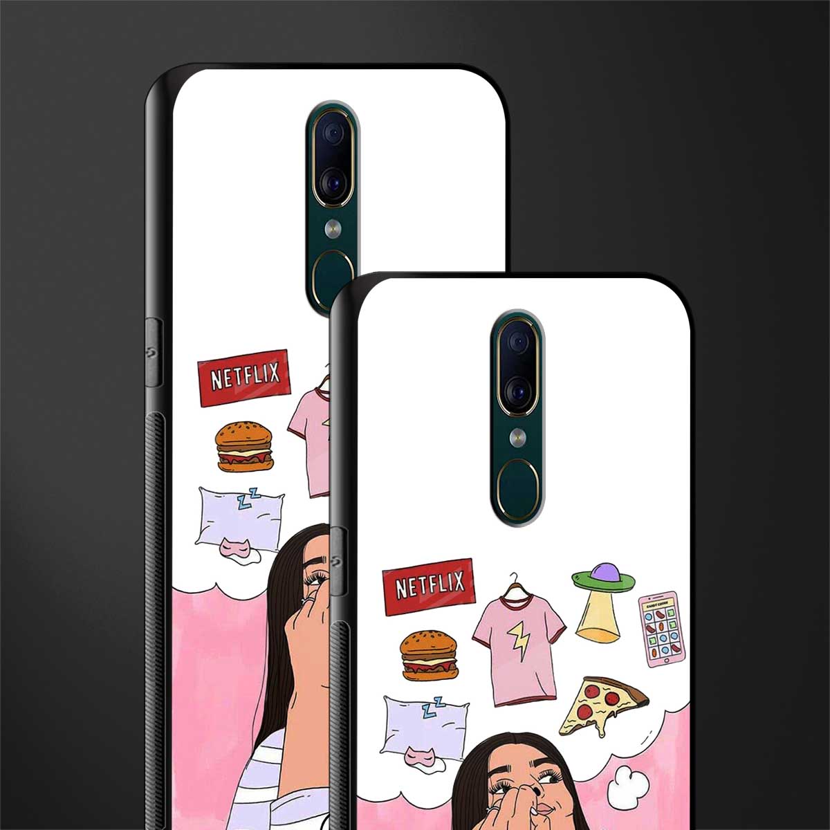 netflix and chill glass case for oppo a9 image-2