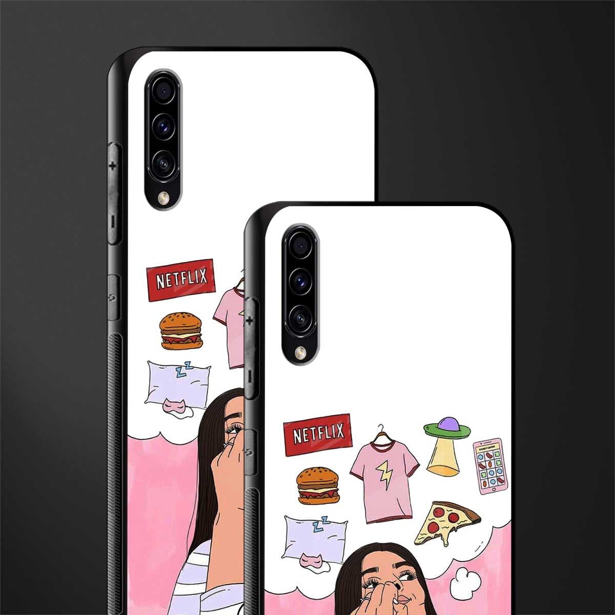 netflix and chill glass case for samsung galaxy a70 image-2