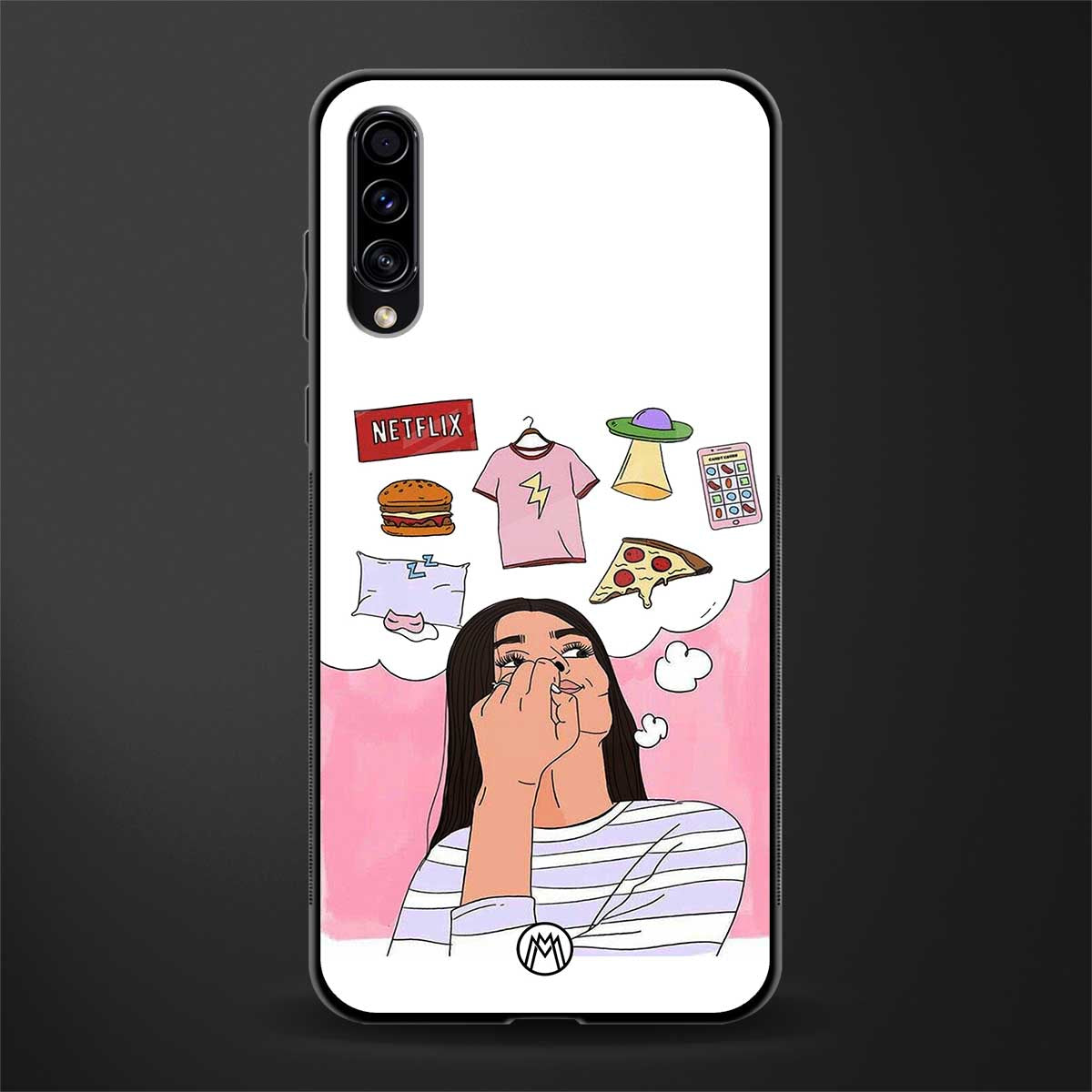 netflix and chill glass case for samsung galaxy a70 image