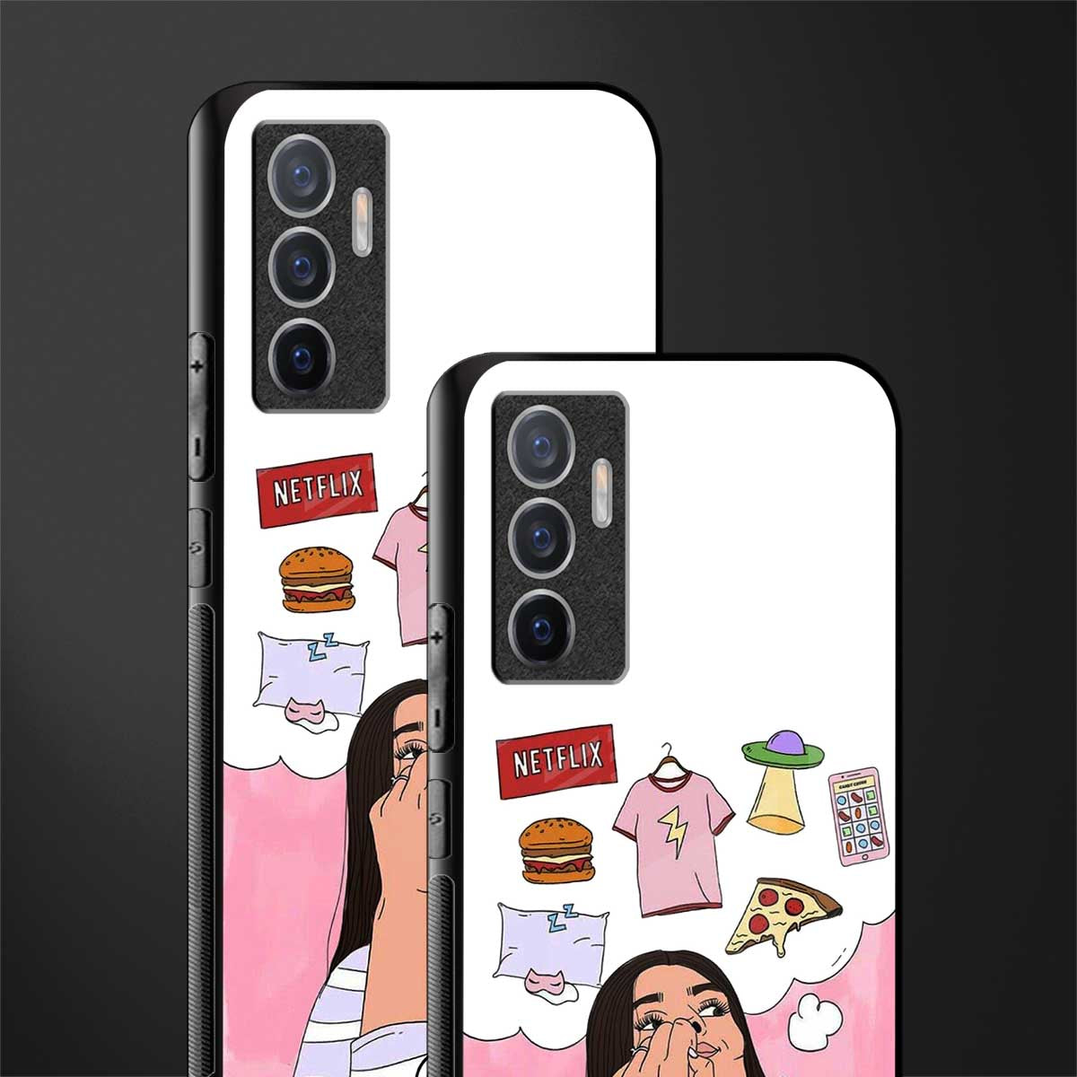 netflix and chill glass case for vivo v23e image-2
