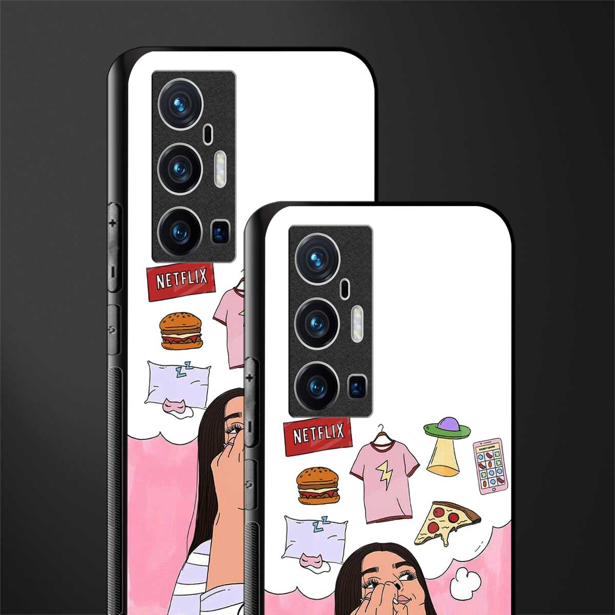netflix and chill glass case for vivo x70 pro plus image-2