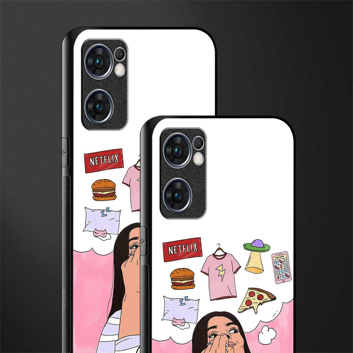 netflix and chill glass case for oppo reno7 5g image-2