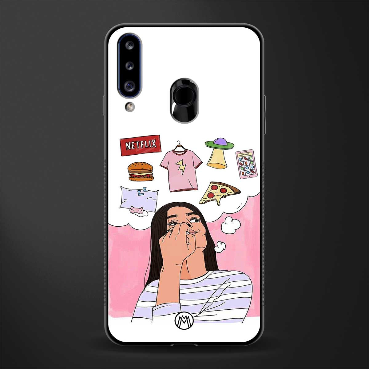 netflix and chill glass case for samsung galaxy a20s image
