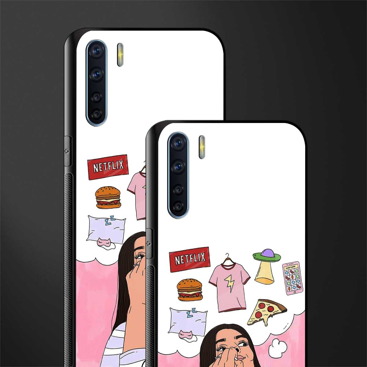 netflix and chill glass case for oppo f15 image-2