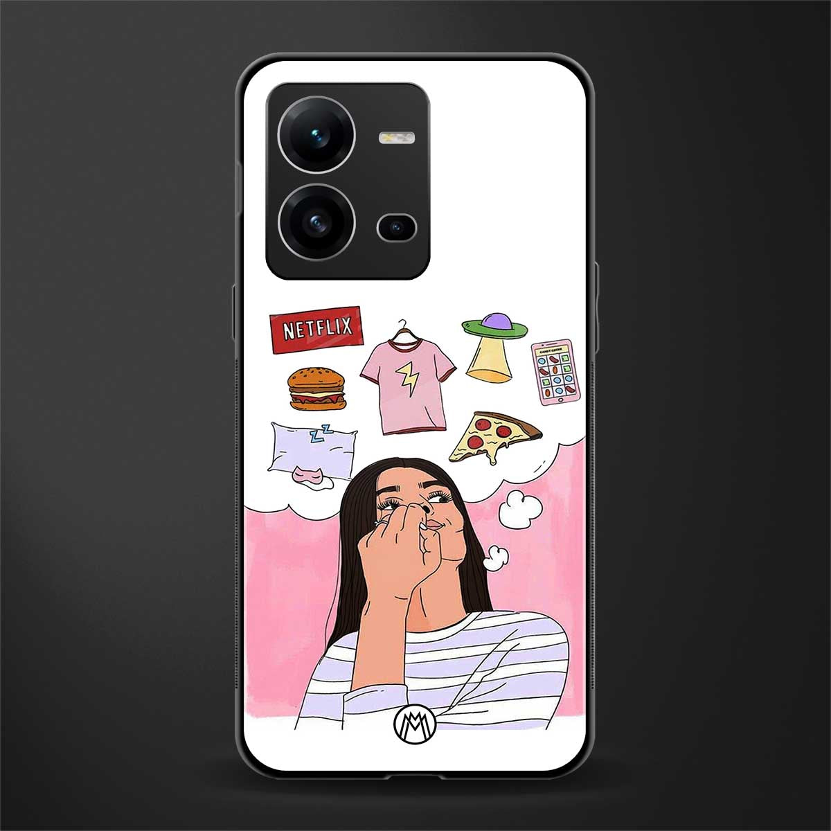 netflix and chill back phone cover | glass case for vivo v25-5g
