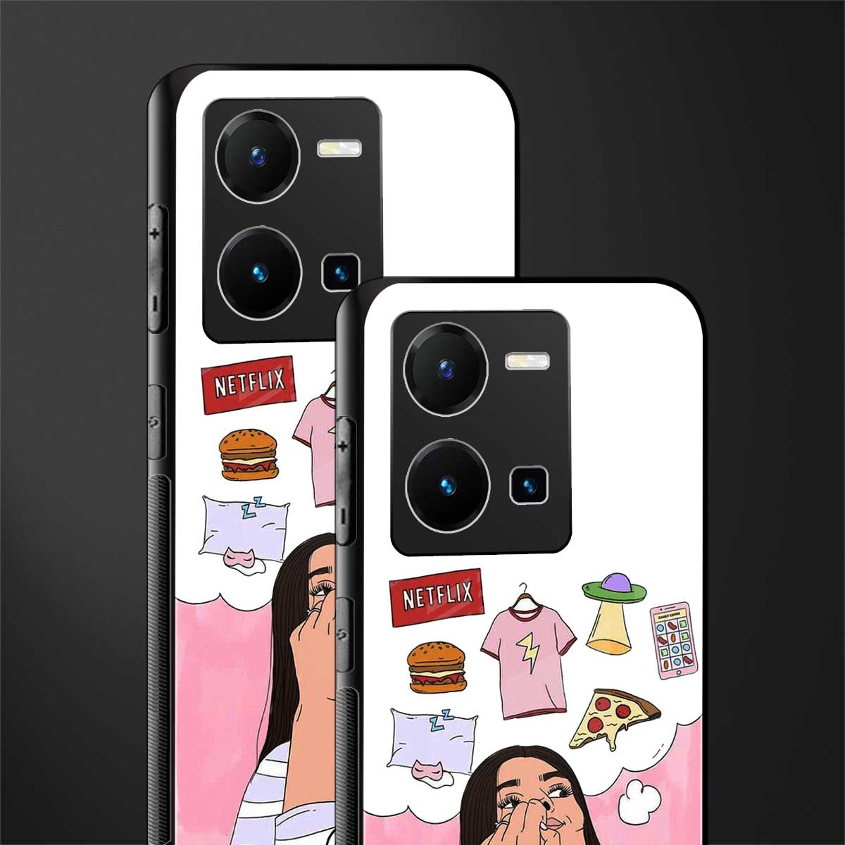 netflix and chill back phone cover | glass case for vivo y35 4g
