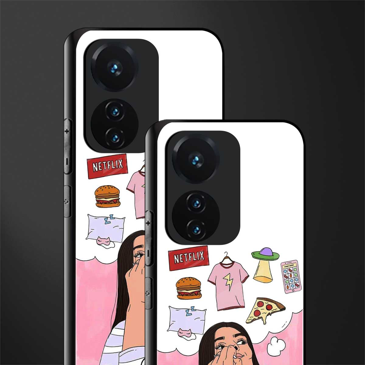 netflix and chill back phone cover | glass case for vivo t1 44w 4g
