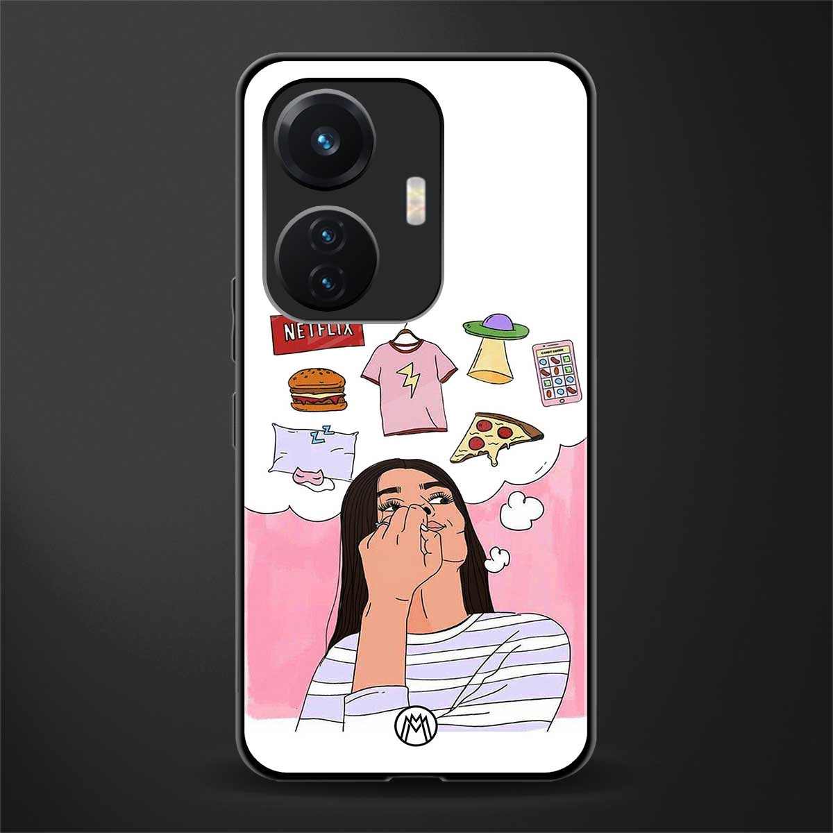 netflix and chill back phone cover | glass case for vivo t1 44w 4g
