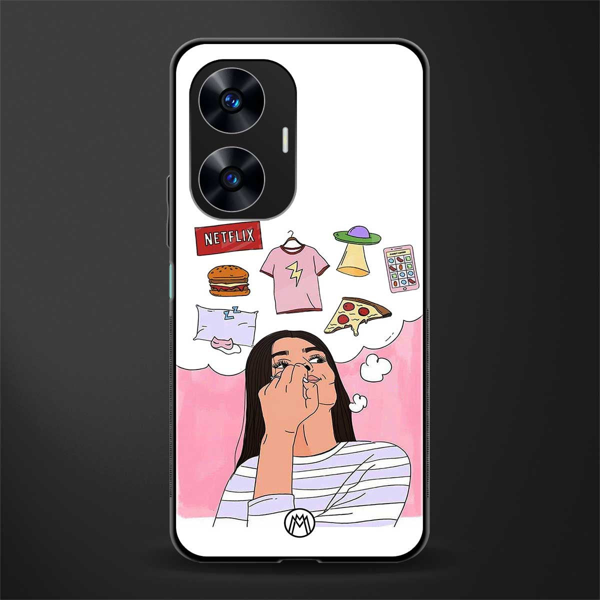 netflix and chill back phone cover | glass case for realme c55