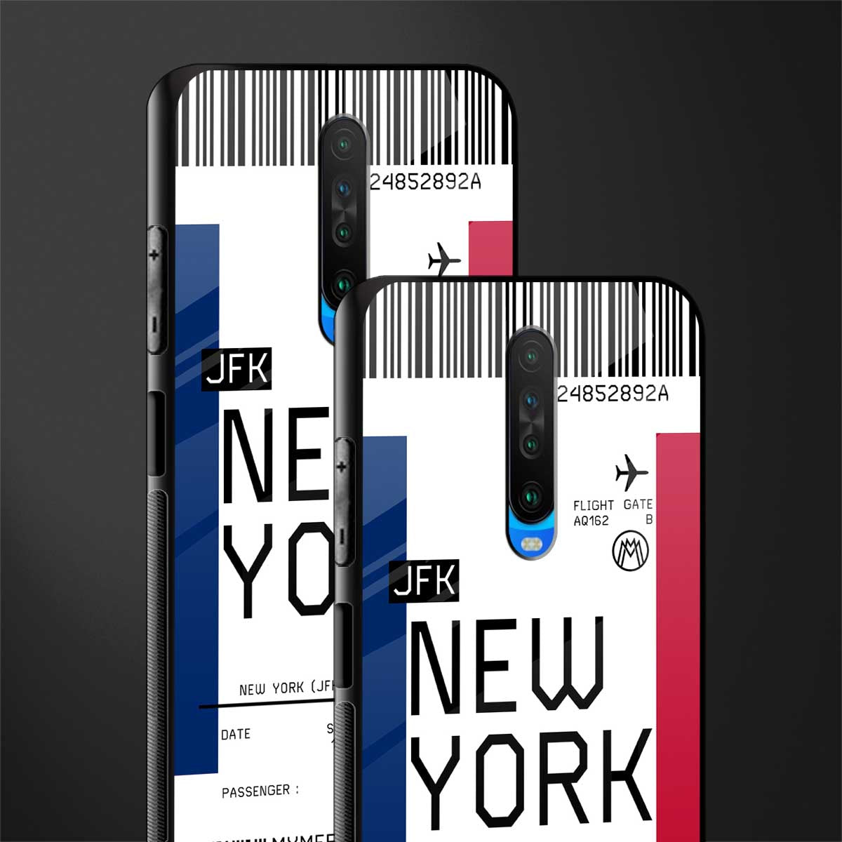new york boarding pass glass case for poco x2