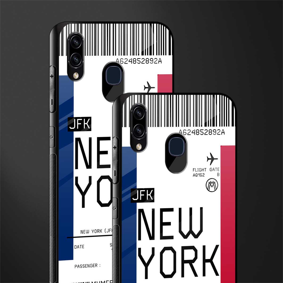 new york boarding pass glass case for samsung galaxy a30 image-2