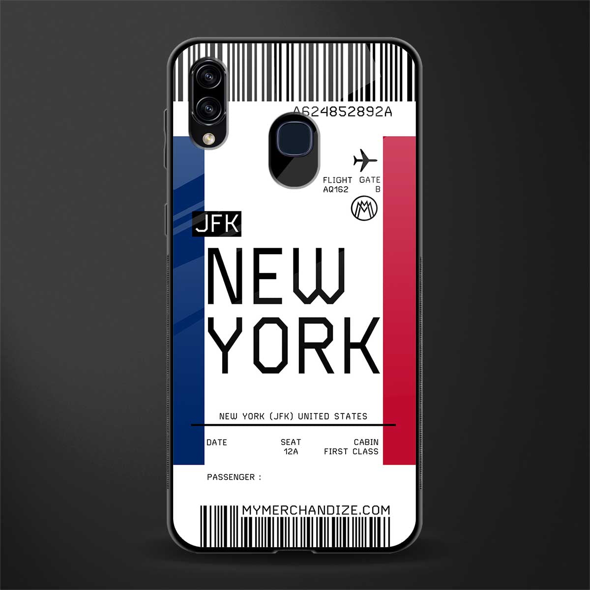 new york boarding pass glass case for samsung galaxy a30 image
