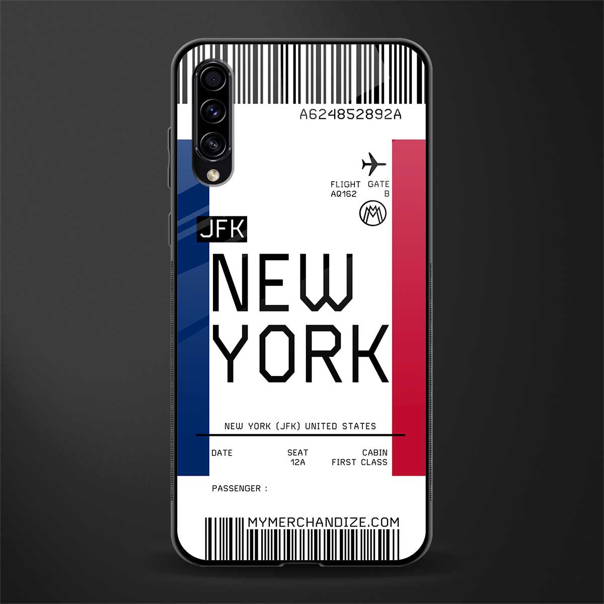 new york boarding pass glass case for samsung galaxy a70 image