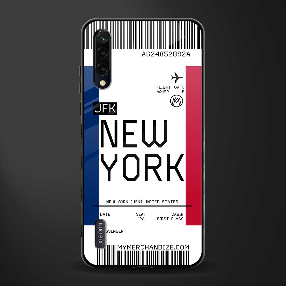 new york boarding pass glass case for mi a3 redmi a3 image
