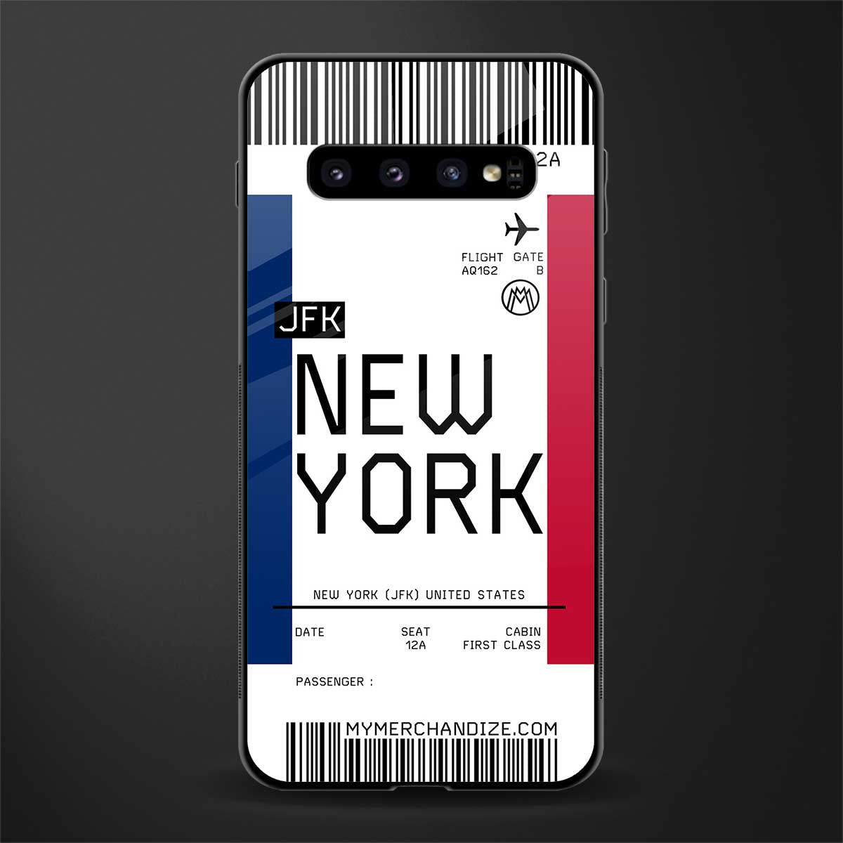 new york boarding pass glass case for samsung galaxy s10 plus image