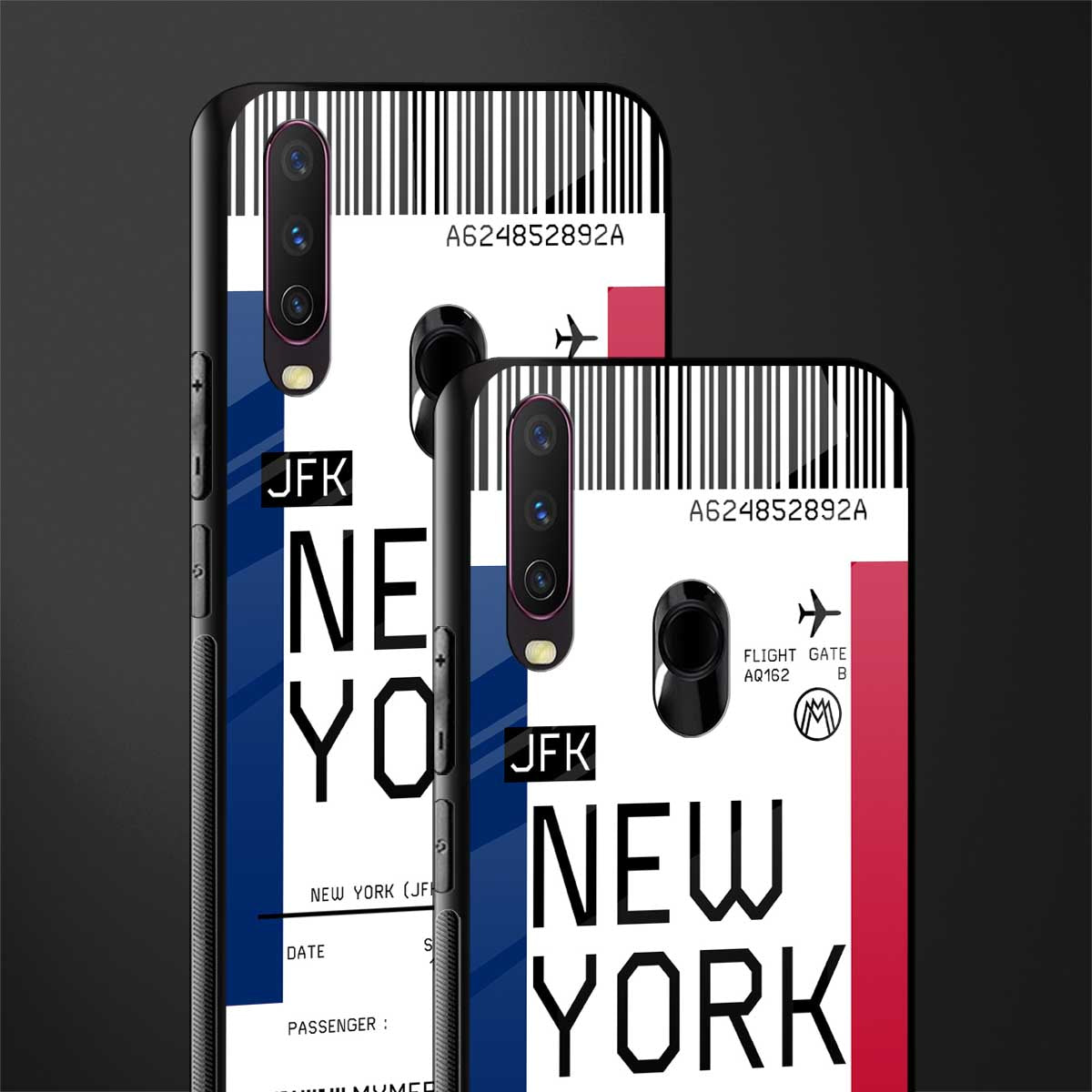 new york boarding pass glass case for vivo y15