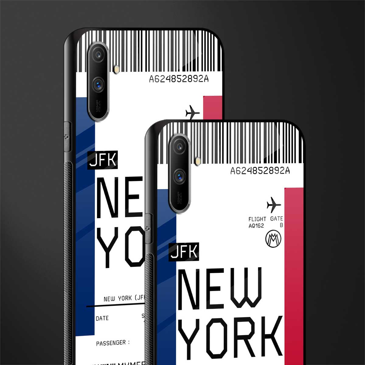 new york boarding pass glass case for realme c3