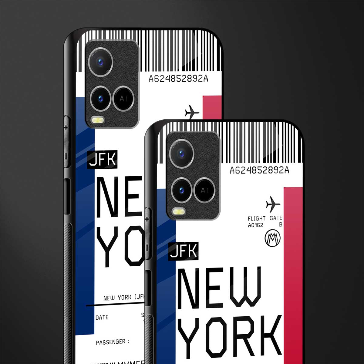 new york boarding pass glass case for vivo y33s vivo y33t image-2