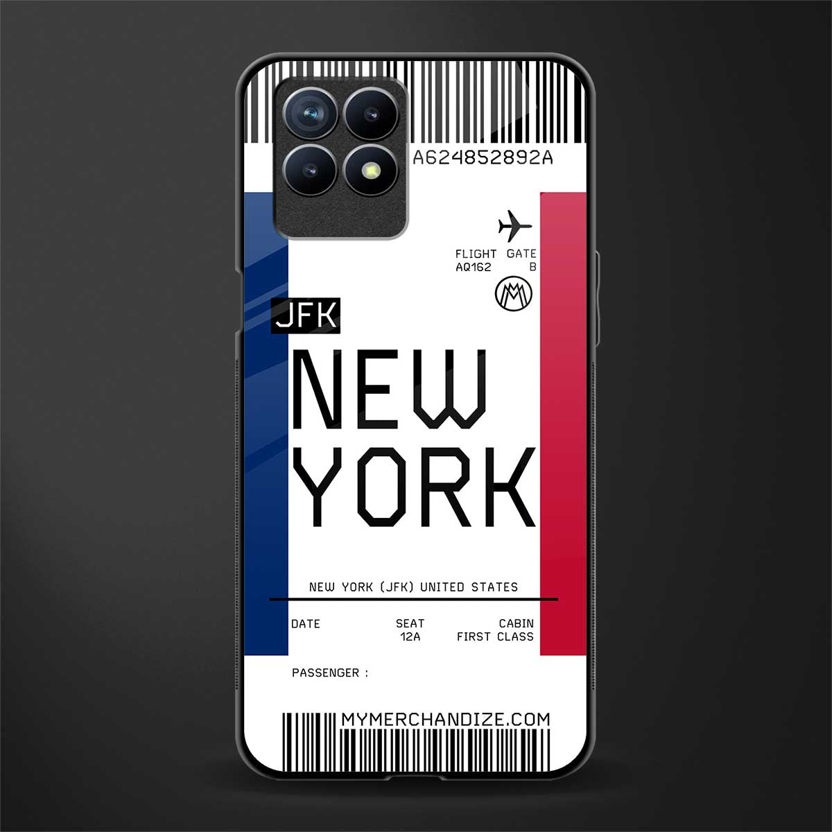 new york boarding pass glass case for realme narzo 50
