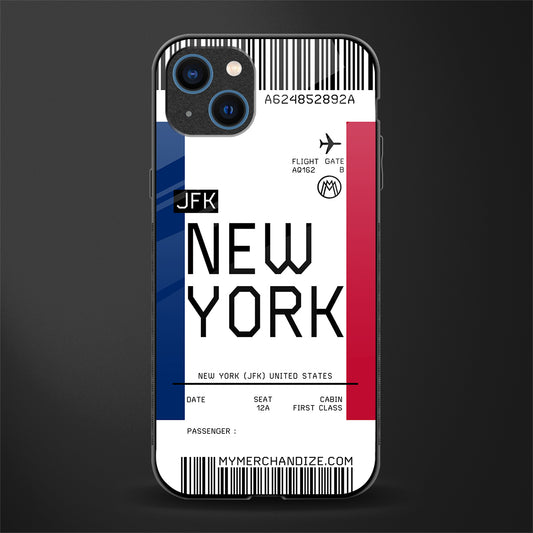 new york boarding pass glass case for iphone 13 image