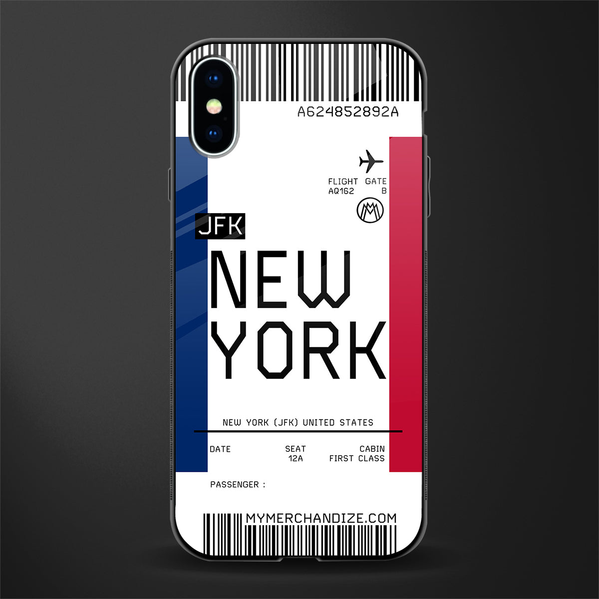 new york boarding pass glass case for iphone xs