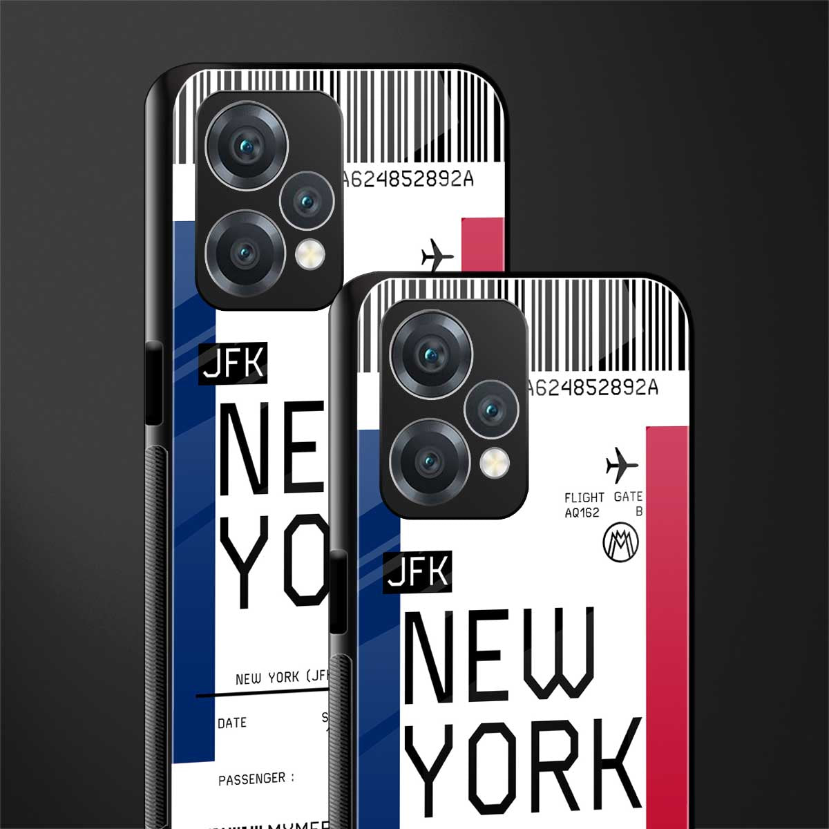new york boarding pass back phone cover | glass case for oneplus nord ce 2 lite 5g