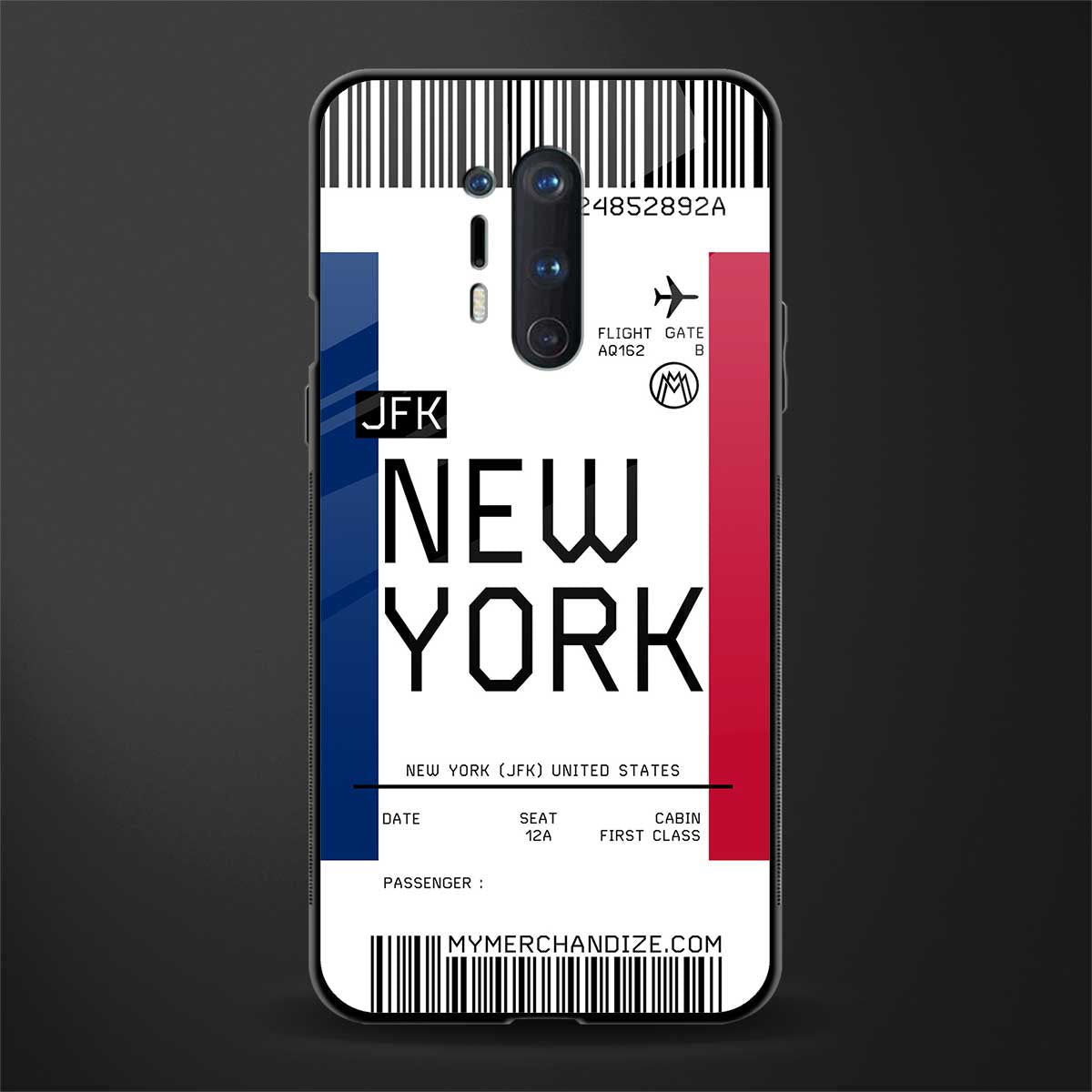 new york boarding pass glass case for oneplus 8 pro