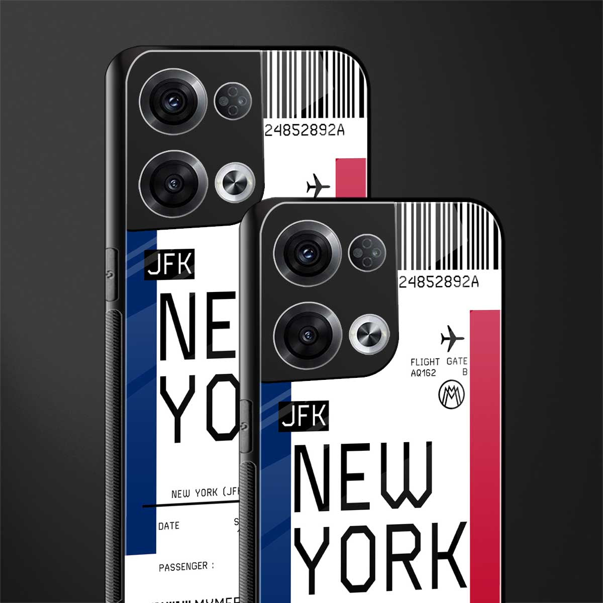 new york boarding pass back phone cover | glass case for oppo reno 8 pro