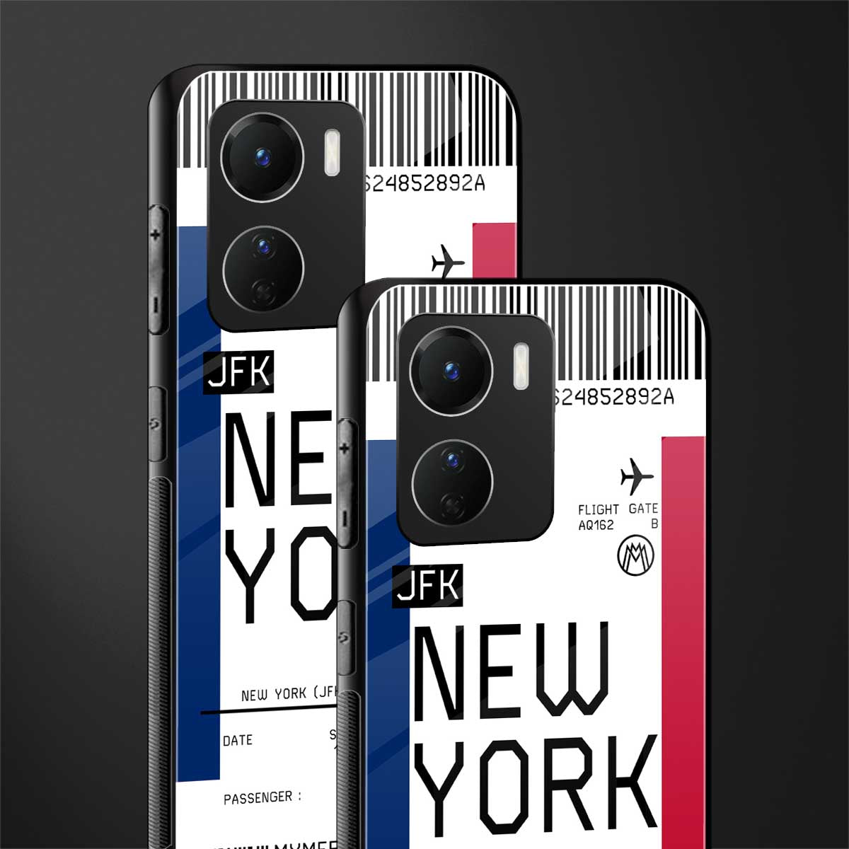 new york boarding pass back phone cover | glass case for vivo y16