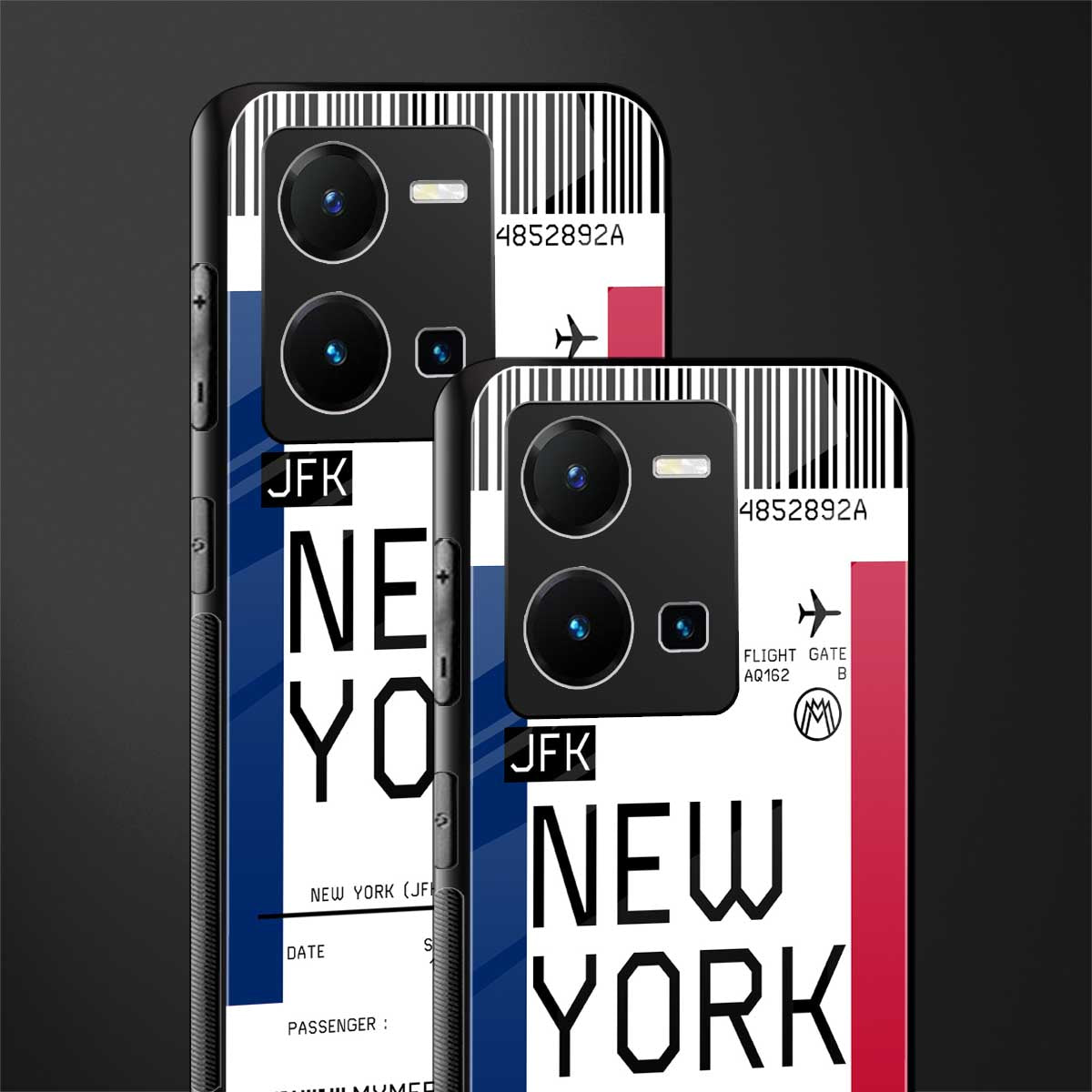 new york boarding pass back phone cover | glass case for vivo y35 4g