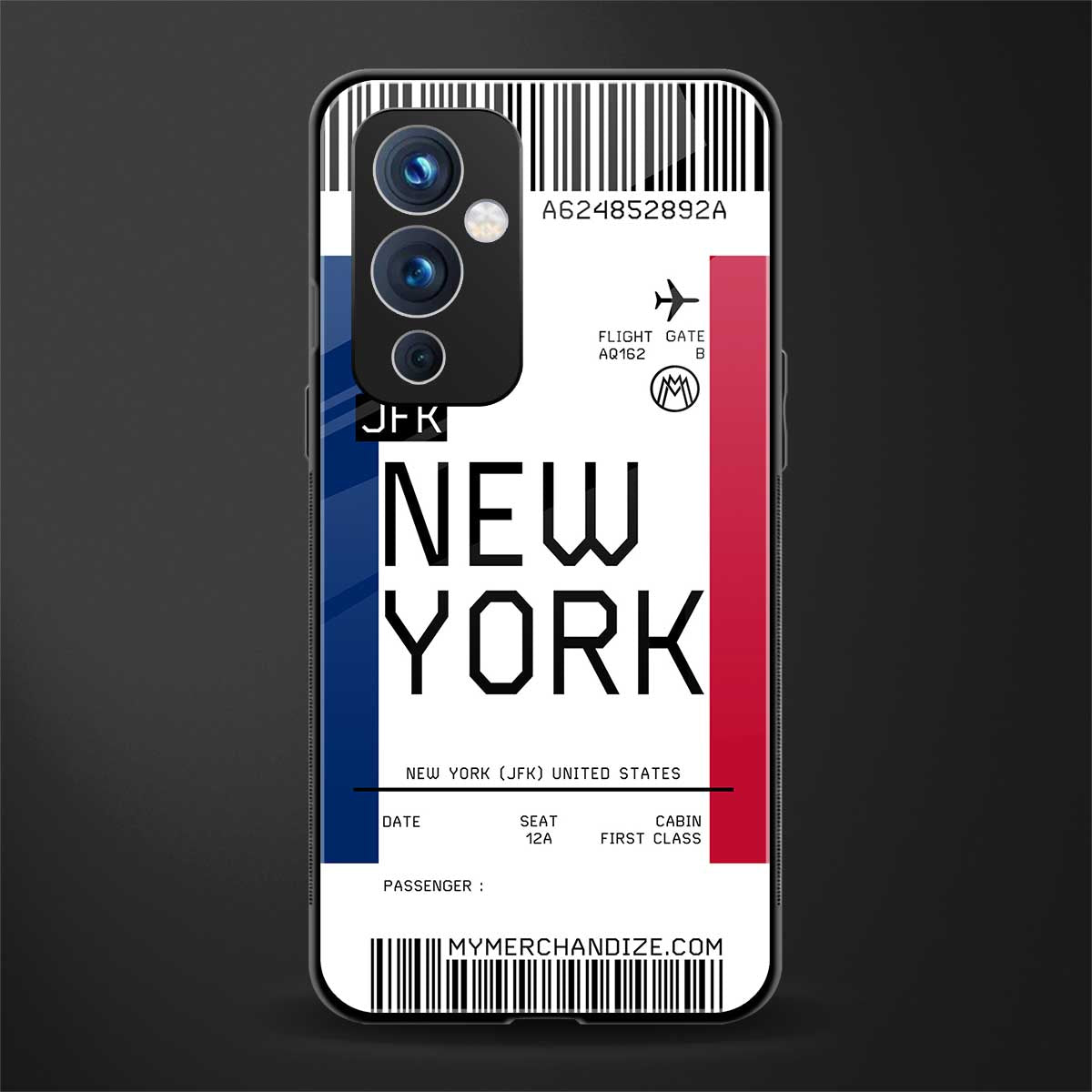 new york boarding pass back phone cover | glass case for oneplus 9