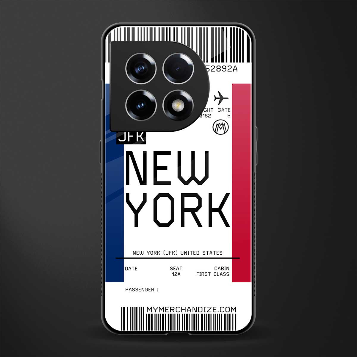 new york boarding pass back phone cover | glass case for oneplus 11