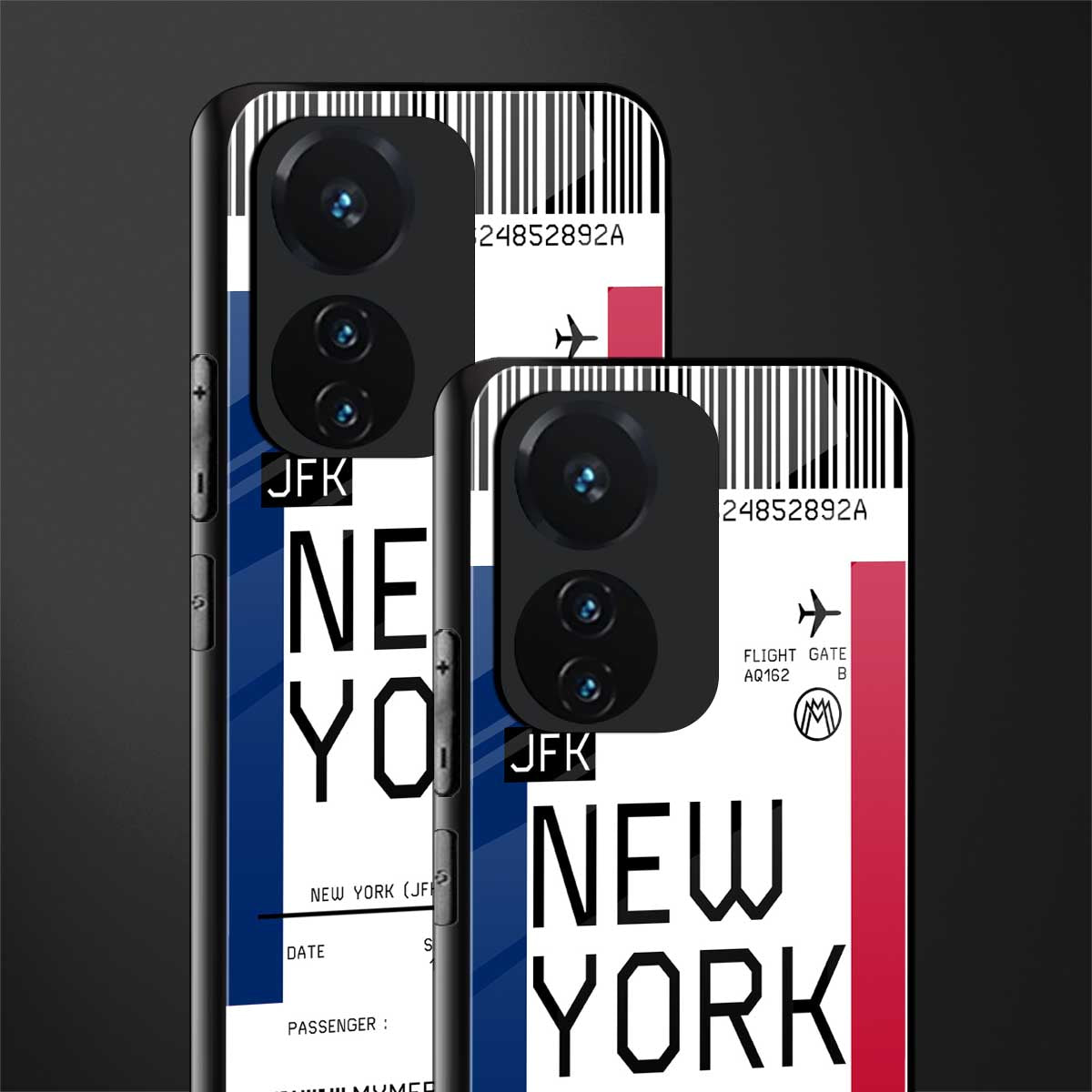 new york boarding pass back phone cover | glass case for vivo t1 44w 4g