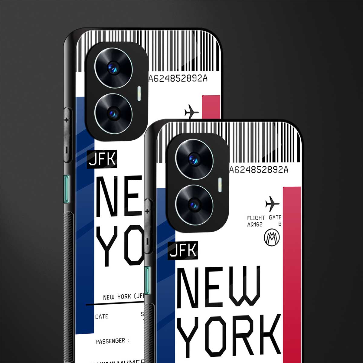 new york boarding pass back phone cover | glass case for realme c55