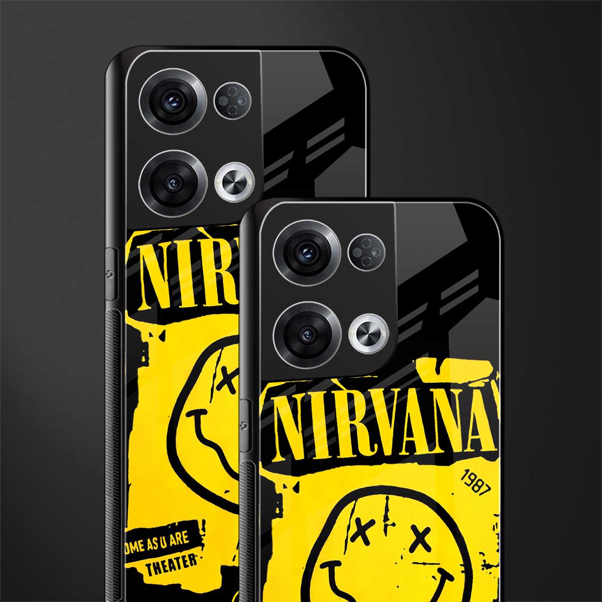nirvana yellow back phone cover | glass case for oppo reno 8