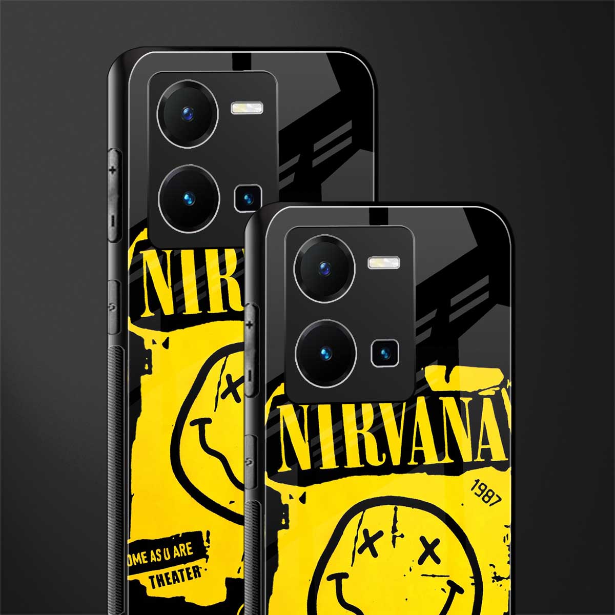 nirvana yellow back phone cover | glass case for vivo y35 4g
