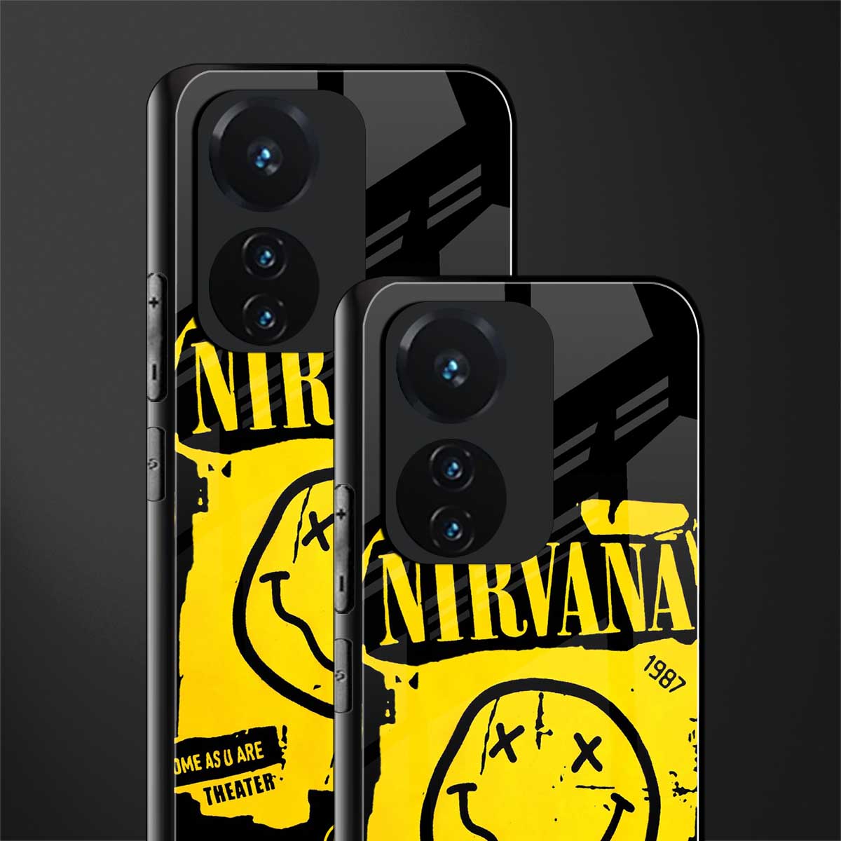 nirvana yellow back phone cover | glass case for vivo t1 44w 4g