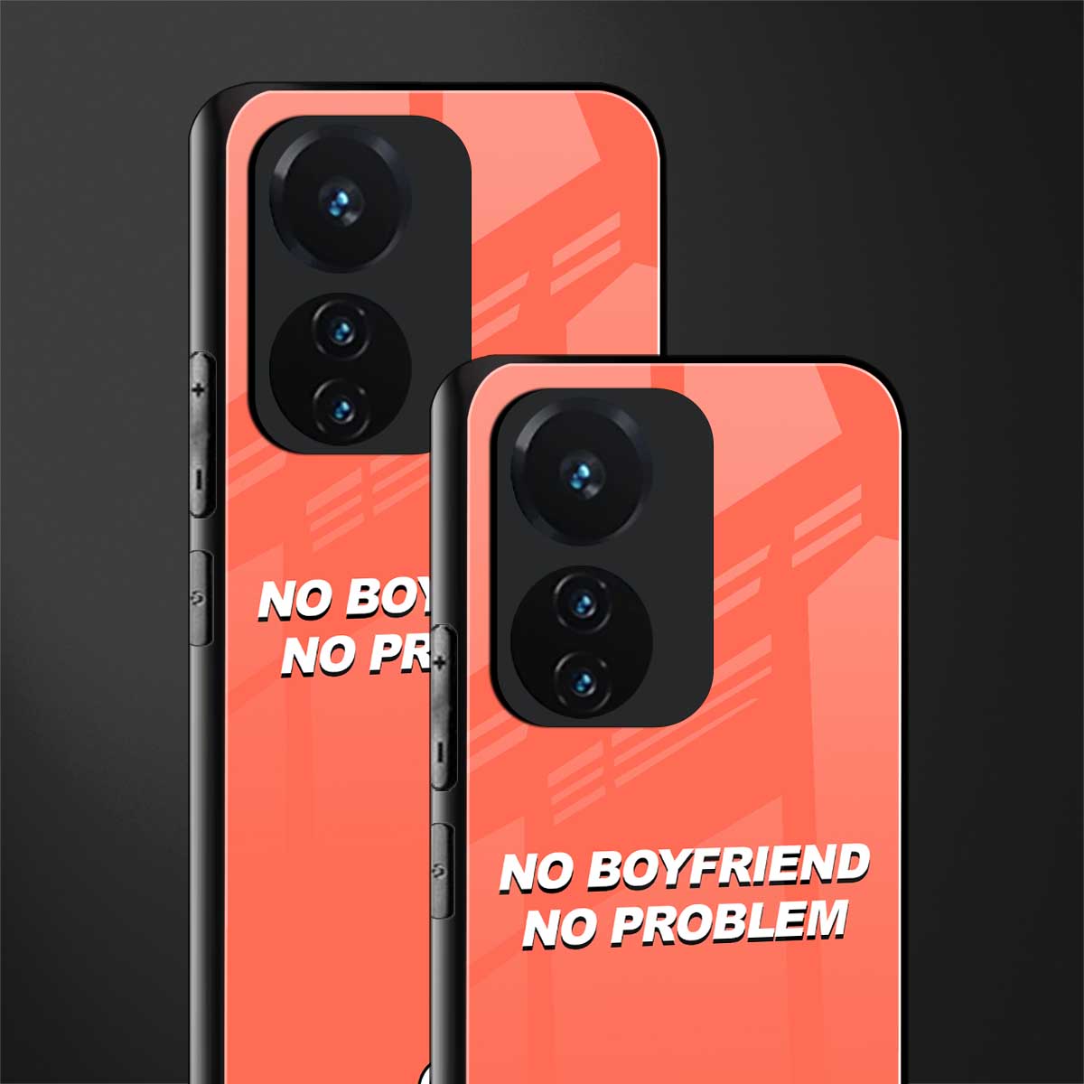 no boyfriend no problem back phone cover | glass case for vivo t1 44w 4g