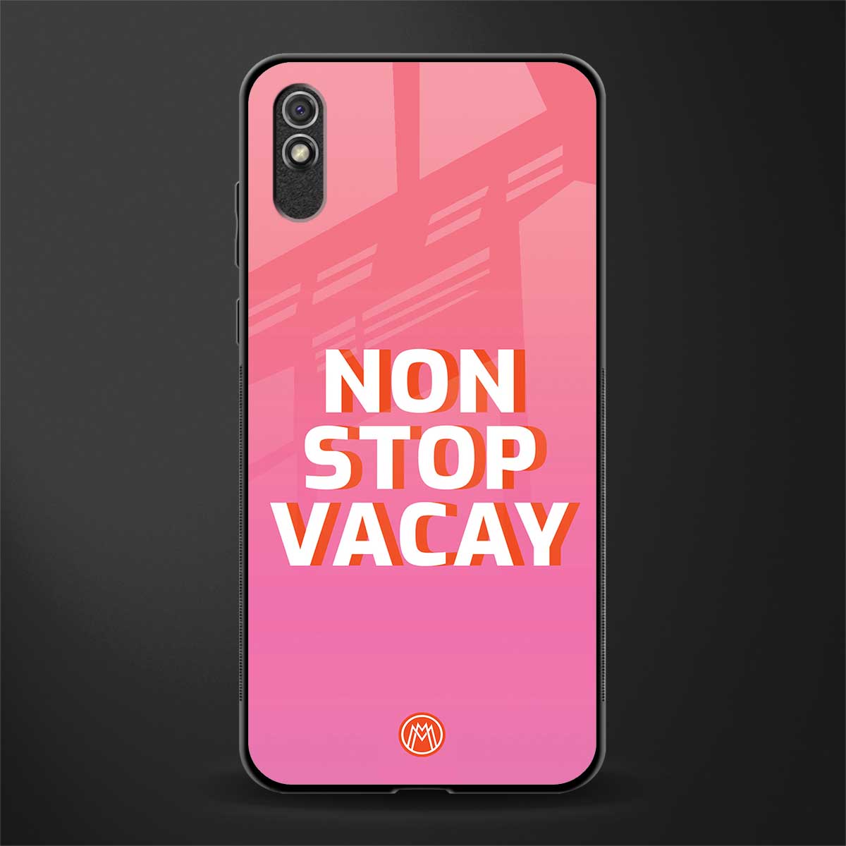 non stop vacay glass case for redmi 9a image