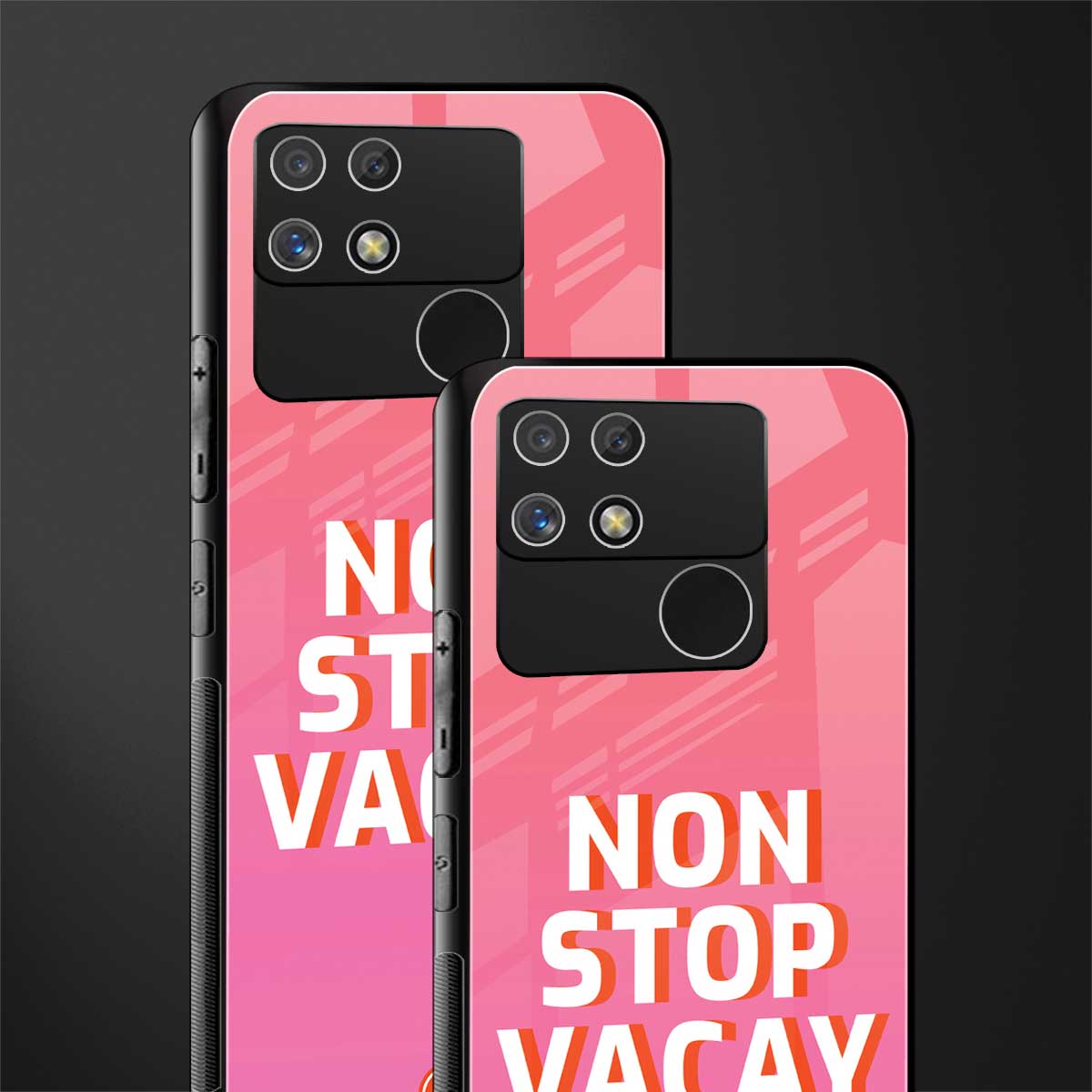 non stop vacay back phone cover | glass case for realme narzo 50a
